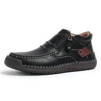 Fashion Classic Handmade Brown Leather Boots for Men Zipper Outdoor Design Men's Sneakers Slip On Casual Men's Shoes Man Ankle Boots 39 juoda
