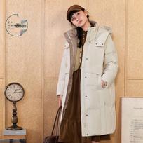 ZIHAN Women's Winter Mid-Length Hooded Down Jacket XS