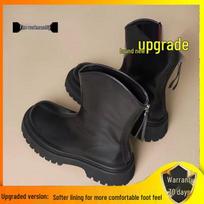 Women's Retro Ankle Boots 2025: British Style Slimming Mid Heel Martin Boots with Thick Sole for Early Autumn 55 Stock Random