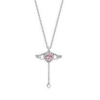 Choker Necklace Alloy Sparkling Rhinestones Angel Heart Pendant Necklace Adjustable Length Necklace Jewelry Gift sidabras