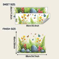 Vandeniniai žolės gėlės ir drugeliai Svetainės įėjimo grindjuostės apdaila Sienos lipdukai 29*90cm*2pcs