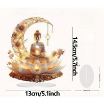 1pcs Lotus Terrace Buddha Statue- 2D Flat Acrylic Desktop Ornament, Four Seasons Decoration, Novelty Home Decor 13*14.5cm beige