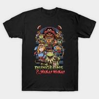 Men Black Print T-shirt Dungeons And Waka! Waka! - Puppet Rpg Parody No-Cut Heat Transfer Print Cotton Tshirt S juoda