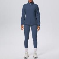 Velvet-Lined Outdoor Jacket & High-Waisted Yoga Pants Fitness Set Jacket + Pants Set - Badge Blue