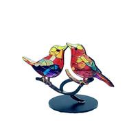 2/3/5bird Desktop Stained Acrylic Birds Branch Desktop Ornaments Double Sided Multicolor Craft Statue Ornaments Decoration New