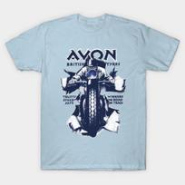 Men Black Print T-shirt Avon Tires No-Cut Heat Transfer Print Cotton Tshirt L šviesiai mėlyna spalva