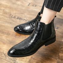 Cheap Leather Boots Large Size High Top Cotton Shoes Business Leather Shoes Fleece Chelsea Boots 38