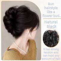 Synthetic Women's Wig Scrunchie-style Lazy Flower Bud Bun Fashion Natural Fluffy Wig Hairpiece KTB juoda