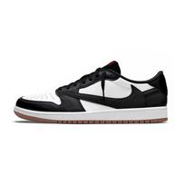 Travis Scott x Jordan Air Jordan 1 žemi batai Vintage krepšinio batai Unisex Juodi Balti DZ4137-700(Team958-7.0Low) 42.5