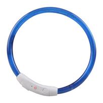 LED Dog Collar Rechargeable 3 Working Mode More Lighter Max 70cm Night Safety Flashing Glow Collar Anti Lost Night Collar L(70cm)-1Pc mėlyna