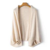 Vilnonis moteriškas megztas šalikas-skara, minkštas, šiltas megztas kardiganas-apsiaustas, apgaubiantis pečius ir kaklą, pashmina šalikai, dvigubo naudojimo 100cm＜length≤135cm smėlis