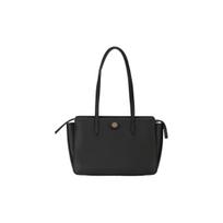 Tory Burch Robinson Double T Logo Pebble Leather Tote Bag Women Tote Bags Black 143241-001 Basic Set (Bag+Dust Bag)