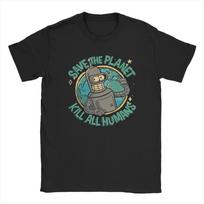 Save The Planet Kill All Humans Futurama Merch Men Women T Shirts Summer Tee Graphic Printed T-shirt Clothing - Men's Summer ... S įvairiaspalvis