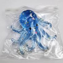 Toys Squishy Octopus Stress Suagr Balls, Soft Octopus Taba Squishy Toys, Glitter Sea Animal Squeeze for Birthday Gifts mėlyna