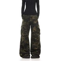 STREETRICH American Retro Washed Design Camouflage Work Pants for Men and Women, Loose Straight Leg Multi Pocket Wide Leg Casual Paratroope S