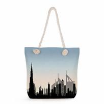 Multifunctional Dubai Architecture Printed Thick Rope Shoulder Beach Bag Casual large capacity handbag 7613 CLE