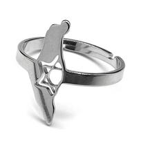 Adjustble Israel Map Country  Rings for Women Men Stainless Steel Gold Color Magen Je Star of David Finger Ring Jewelry Gift