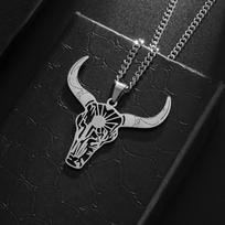 Fashionable Bull Head Men's Mexican Bullfighting Trend Jewelry Pendant Necklace 60CM(Necklace Long)