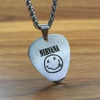 Guitar Pick Necklace Men's Trendy Lettering Pattern High-end Hip-hop Pendant Jewelry 60CM