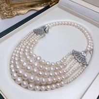 Elegant Retro Freshwater Pearl Choker Necklace for Women - Fashionable Evening Gown Accessory 4-5/7-10mm balta