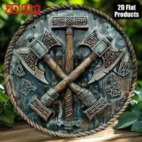 Metal Wall Art Viking Battle Axe Skull Decor Garage
