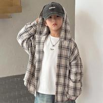 Children's Plaid Cardigan: Stylish Boys' Spring/Autumn Shirt, Trendy & Handsome Loose Outerwear for 2026 110 cm žalia