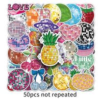 50PCS Trendy Disco Ball Graffiti Stickers for Water Bottles, Phones & Computers pink