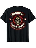 Black T-Shirt with Boomers The Badass Generation Skull And Flames Design for Casual Wear And Biker Style L