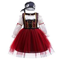 Kids Halloween Party Pirate Costume Girls Birthday Party Captain Jack Cosplay Dress with Bandana