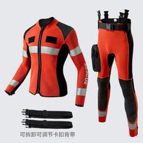 3mm Neoprene Wetsuit Set Orange Separate Two-Piece Diving Swimming Water Rescue Thermal Protection Small
