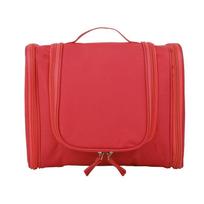Travel Toiletry Bag With Hanging Hook And Dual Zippers For Bathroom Organization raudona