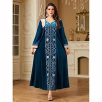 Ramadan Eid Muslim Dress Dubai Vestidos Long Robe Morocco Saudi Abayas Kaftan Dresses XXL mėlyna