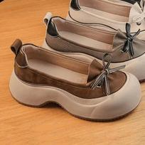 Women Platform Shallow Loafers Shoes Bow Designer Mid Heels Casual Shoes Woman Sneakers 2024 Trend Autumn Sport Walking Zapatos 35 ruda
