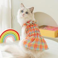Spring and summer new colorful vacation style sub-cat skirt kitten cat clothes summer breathable pet special clothing M (recommended weight 5-4 kg)