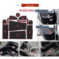Anti-Slip Rubber Gate Slot Cup Mat For Toyota Prius 30 XW30 ZVW30 2010-2015 Door Groove Mat Accessories Stickers-A02G Black  Red