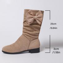 Women's Natural Suede Western Boots Thick Pointed Short Boots Vintage Pleated Fashion Boots Women's Autumn 36 smėlis