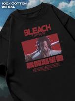 Bleach Kenpachi Zaraki black T‑shirt Mens Tshirt Womens Tshirts with Letters Print Short Sleeves T-Shirt Casual Street Tee Shirt Top S