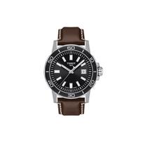TISSOT SUPERSPORT Kvarcinis Mechanizmas Vyriški Laikrodžiai Laikrodis 44mm Juodas Ciferblatas Nerūdijančio Plieno Korpusas Natūralios Odos Dirželis T125.610.16.051.00 Brown Strap