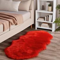 Irregular Faux Wool Carpet for Living Room, Bay Window, and Bedroom 60*180 Double P raudona