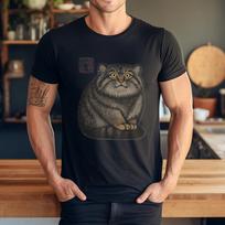 Zen Pallas Cat – Minimalist Ink Brush Art Animal Design Men Women T-Shirt S black