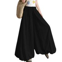 Women Pants Elastic Waistband Adjustable Drawstring Wide Leg Bud Skirt Pants with Pockets Pure Color Loose Fit Summer Pants Daily Wear XXL juoda