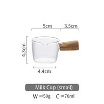 Premium Japanese Mini Glass Milk Cup With Wood Hand Grip Frothing Jugs Coffee Sugar Pot Pointed Mouth Stylish Design Kitchen Area Supplies