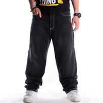 Naujos rudens mados vyriški džinsai, hip-hop roko maišeliai, kietos ilgos džinsinės kelnės vyrams plius dydis 30 juoda