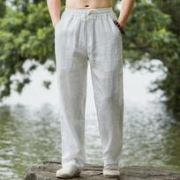 Men's Beach Pants Joggers  Streetwear Cotton Linen Sweatpants Casual Pants Hawaiian Vacation Loose Summer Long M balta