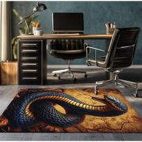 Blue King Cobra Snake Pattern Crystal Velvet Rug Gamer Room Decor Wild Animal Theme Floor Mat Anti Slip Soft Carpet for Desk 50x80cm
