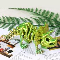 3D Printing Triceratops Skeleton Toy Model Joints Movable Simulation Dinosaur Triceratops Toys Desktop Decor Ornament Boy Gift beige