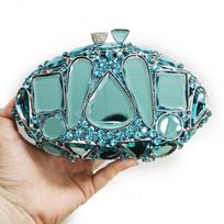New Large Rhinestone Evening Bag Crystal Dinner Bag WHTUOHENG  Diamond Clutch Women's Bag Luxury Formal Party Bags And Handbags 18cmX12cmX6cm dangaus mėlyna spalva