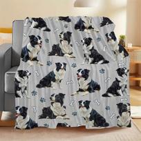 Jaukus Border Collie flanelinis pledas - Šiltas, atsparus plyšimui | Visų sezonų | Namų dekoras ir dovanų mėgėjams 75cmx90cm