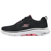 Skechers Go Walk 7 Comfortable Fabric Shock Absorbing Breathable Low Top Casual Running Shoes Women sneaker Black 125232-BKHP 35