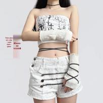 Y2K Choker & Studded Waist Chain Set with Fingerless Arm Warmers One size